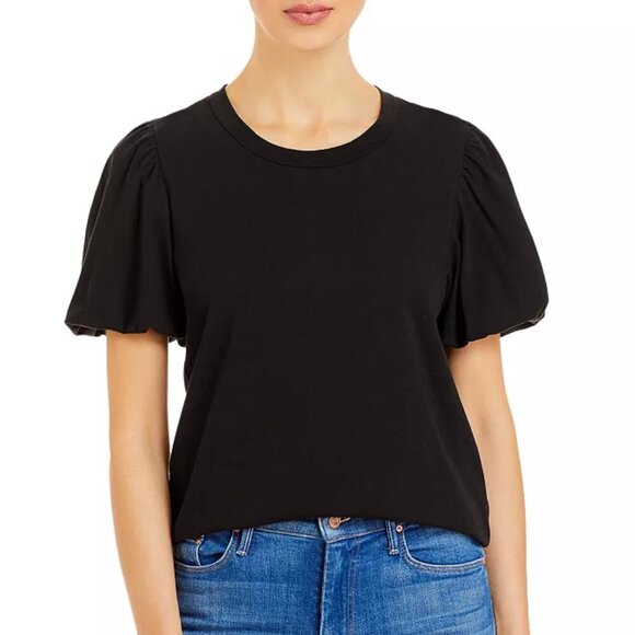 A.L.C. Poole Puff Sleeve Tee Size L Black - Picture 1 of 8